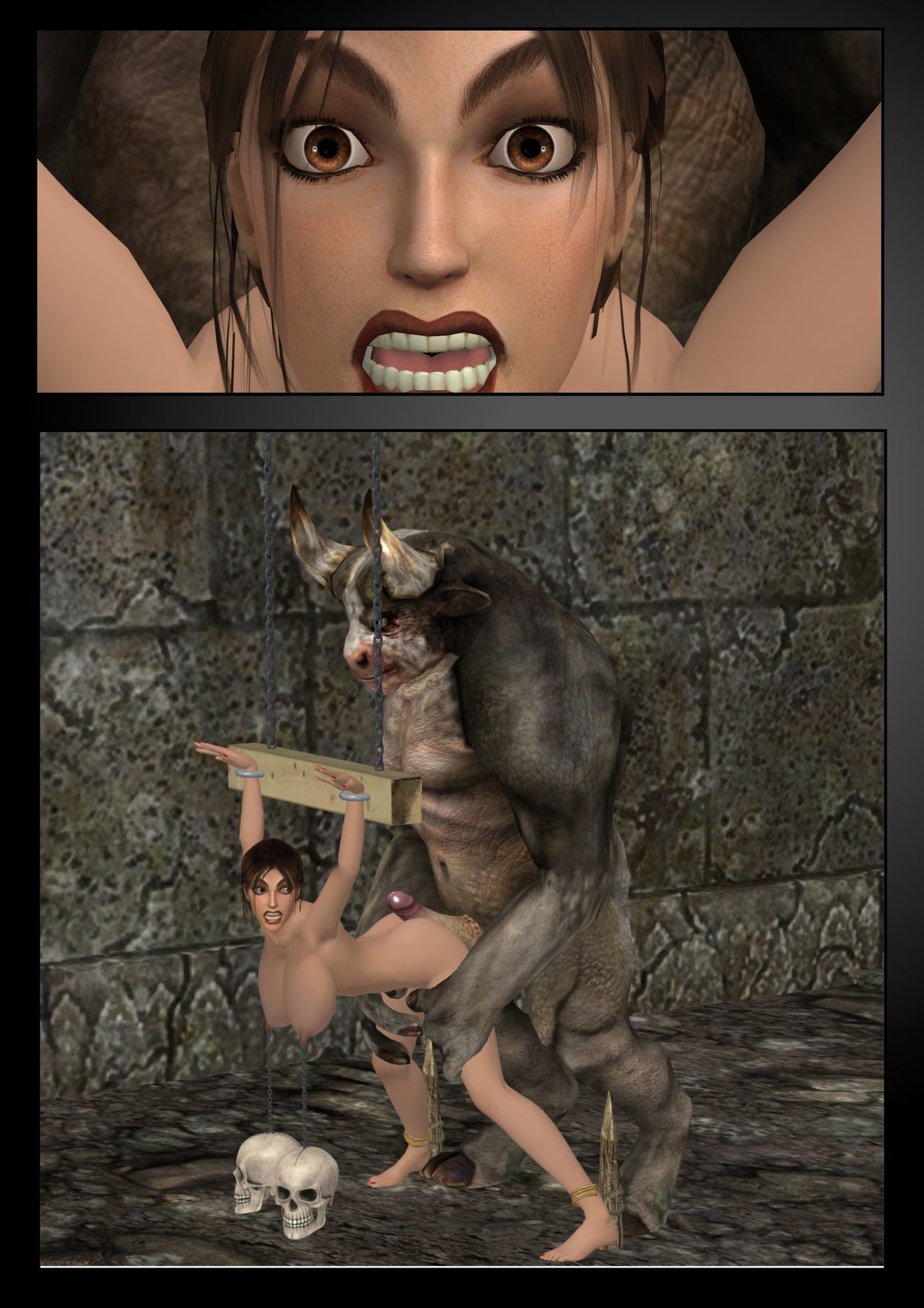 Lara Croft đấu với những minotaurus w.i.p.