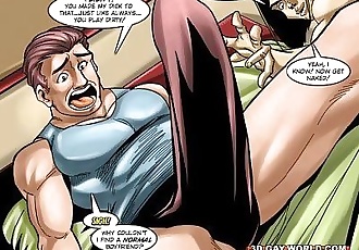 Extravagante cuatro gay superhéroe animados comics