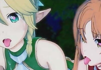 Sword Art Online - Asuna X Leafa 3D Hentai Threesome