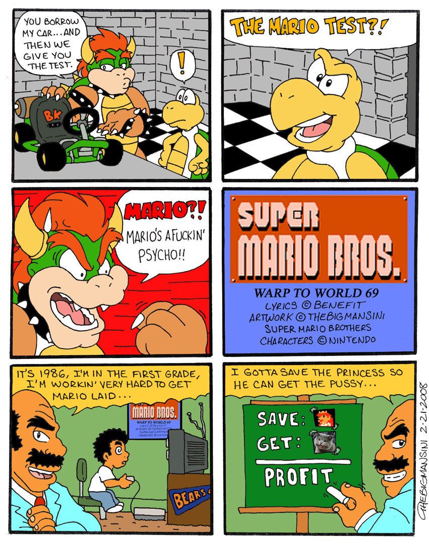 The Big Mansini Warp to World 69 (Super Mario Brothers)