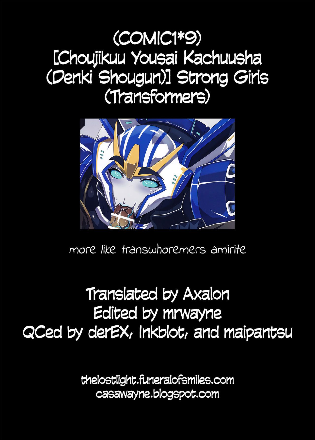 (COMIC1â˜†9) Choujikuu Yousai Kachuusha (Denki Shougun) Strong Girls (Transformers) =TLL + CW=