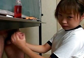 Japanese cutie Itsuki Wakana wanks a hard dick uncensored - 6 min