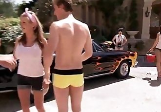 Real amateur babes washing cars naked - 6 min HD