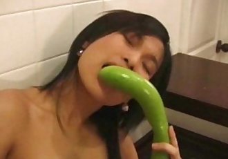Asian Girl Decides To Use Cucumbers - 7 min