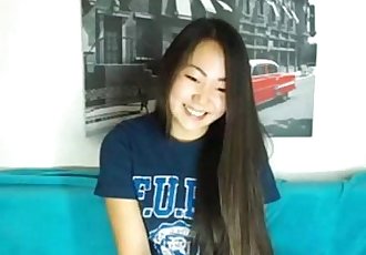 Cute Asian babe gets naked on webcam - 7 min