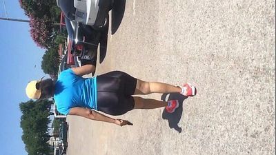 Mature Latina With MEGA Booty in Shiny Spandex Shorts - 1 min 34 sec