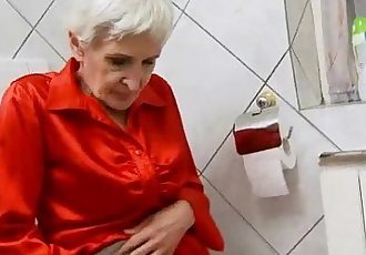 Hairy granny gets fucked by a young stud - 5 min