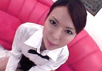 Rino looks amazing in a tight tux as she sucks and plays with a dick - 5 min