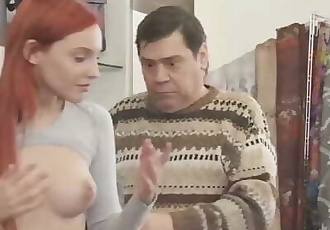 Naked and Funny Beautiful Redhead Shows her tits Prank