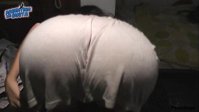 Ultra Round Ass Teen with her dress inside her ass. Nice cameltoe in tight leggi - 1 min 32 sec