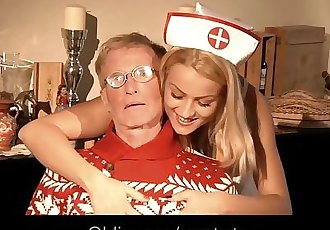Old men double penetrates young pervert nurse