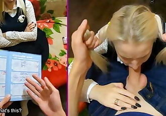 Punished a young cute schoolgirl for bad study - POV by Stacy Starando