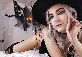 Cute Horny Witch Gets Facial and Swallows Cum - Eva Elfie