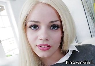 Slim blonde student beauty fucksHD