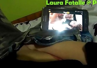 Naughty step sister masturbating while watching porn - Laura Fatalle