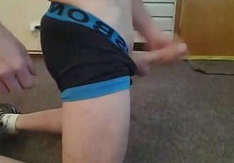 Tight underwear, big cock and sport sneakers