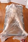 BDSM fetish model Leyla Black wrapped in plastic before hardcore anal