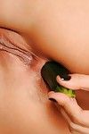Milf ponstar Sandy masturbating pussy and ass with a large cucumber - part 2