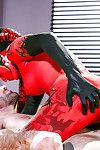 MILF pornstar Kleio Valentien taking cumshot on tongue after cosplay sex