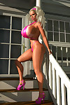 groot tieten sexy D blond speels strippen uit haar Bikini - Onderdeel 371
