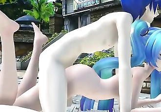 3d mmd Hatsune Miku krijgt een zwembad neuken