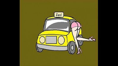vrouw betaalt voor De taxi Cartoon 37 sec