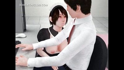 Anime maiden giving blowjob to her boss - 5 min