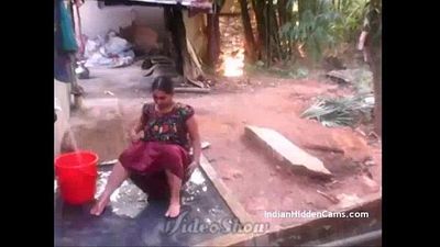 Desi Vilage Wife Open Bathing in Topless Caught by Indian Hidden Cams - 1 min 29 sec